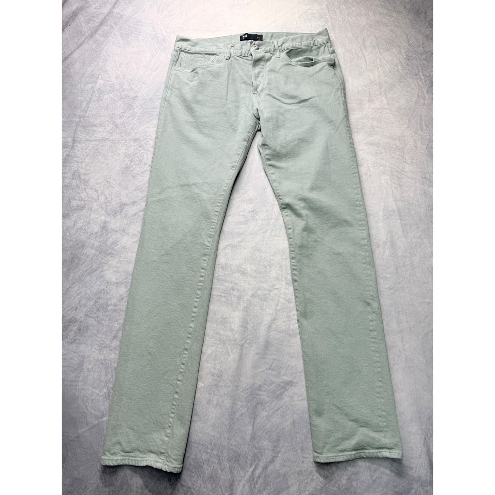 3x1 NYC M5 Low Rise Slim Selvedge Denim Jeans Fatigue Green Mens sz 34 x 32 read